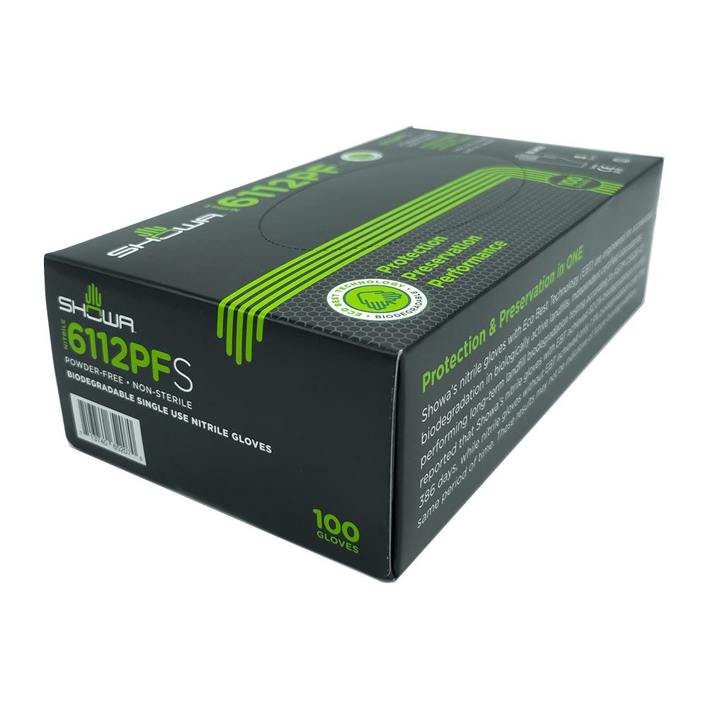 100 Showa Bio-degradable Nitrile Gloves(Black)